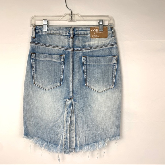 One Teaspoon 2020 Jean Mini Skirt High Waist Distressed Hendrix Blue 25 - Picture 6 of 10